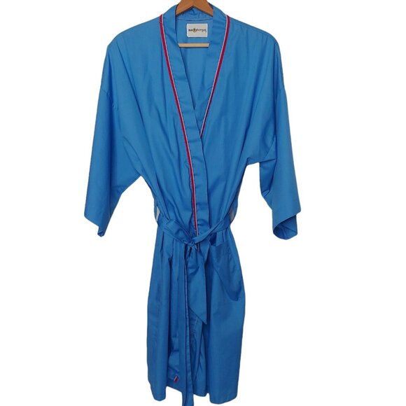 Vintage Mac Phergus Mens XL Robe Blue Red Knee Length Lightweight Belted - Picture 1 of 9